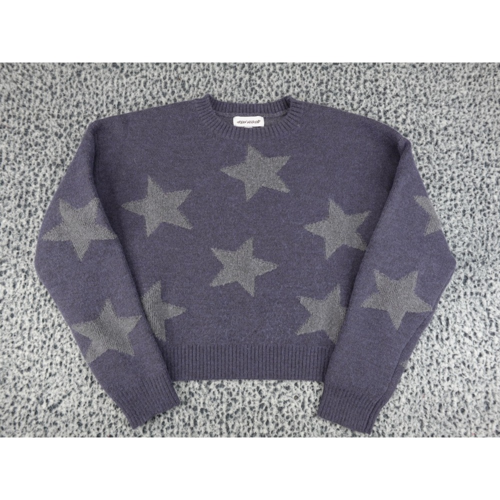 Urban Weekend Star Pattern Sweater Womens Medium Purple Excellent Intarsia Knit‎